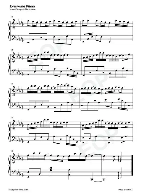 落海-简单版-我是没遇见你就落入海底的鲸-抖音五线谱预览2