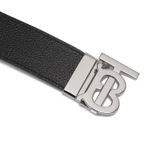 博柏利burberry男款牛皮革银色tb专属标识搭扣不可裁剪双面皮带腰带