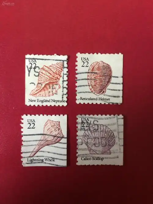 美国邮票《贝壳》(4全,盖销票)