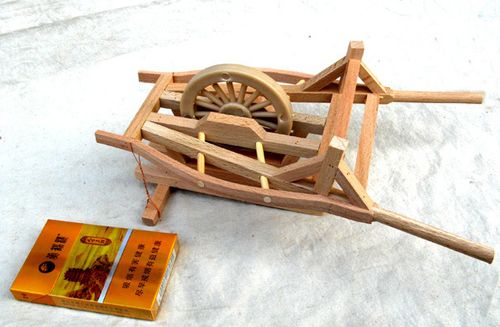 62408微型浓缩观赏木制仿古代农村独轮车小推车 农耕老农具模型