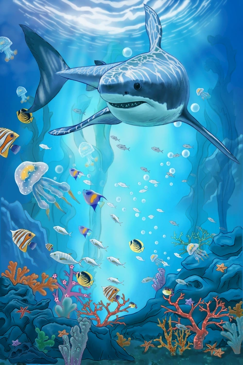 世界海洋日手绘风竖版插画