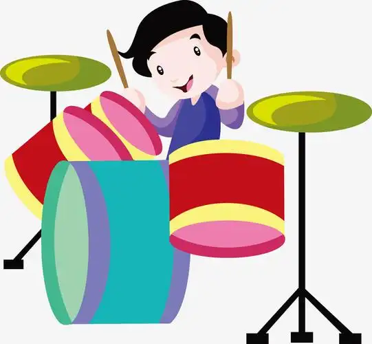 演奏乐器的卡通男孩