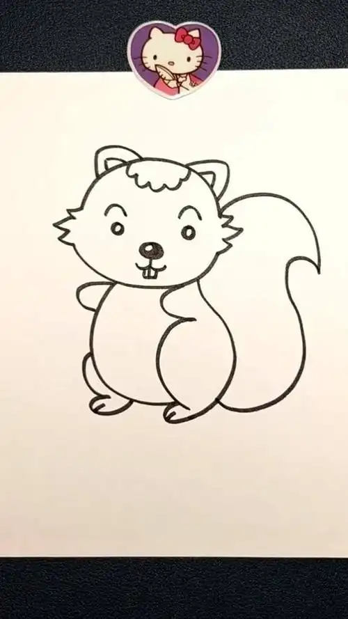 简笔画松鼠,它的两颗牙看上去是不是很可爱呢