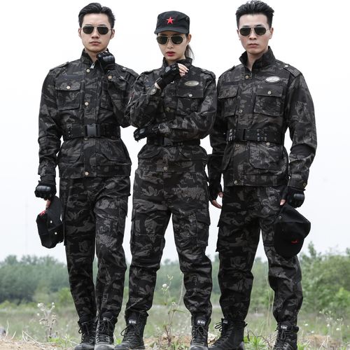 迷彩服套装春夏纯棉学生军训服女户外耐磨保安作训外套