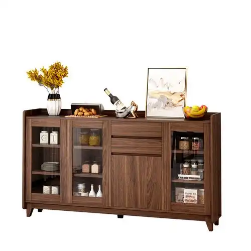 中式餐柜餐边柜现代简约储物柜碗柜家用厨房大容量餐厅餐边柜