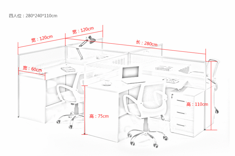 办公家具四人屏风职员办公桌 简约时尚20款l型屏风办公卡位桌