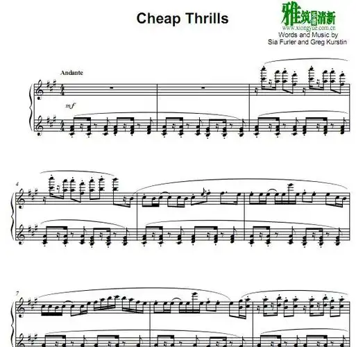 francesco parrino版cheap thrills钢琴谱