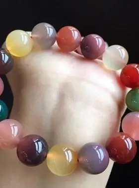 盐源玛瑙手串糖果色