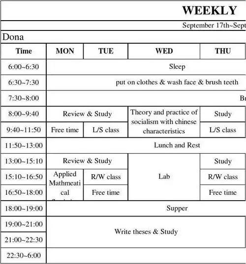 weekly plan