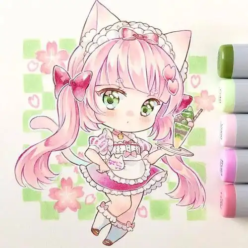 马克笔手绘丨超可爱q版小萝莉动漫手绘