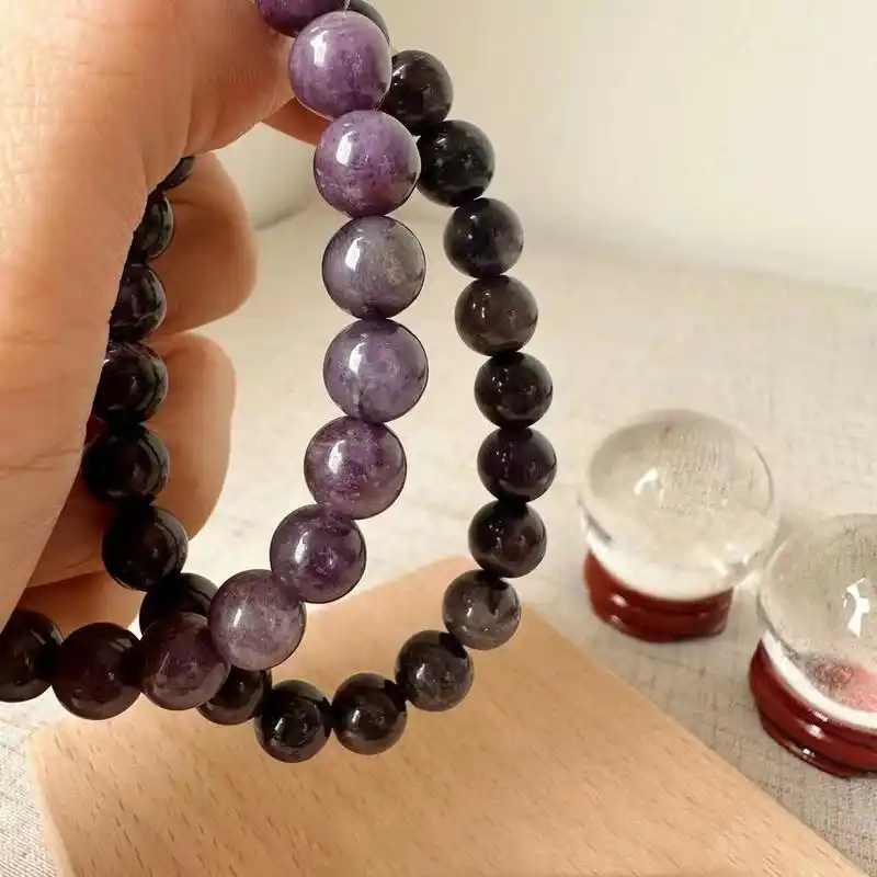 紫锂云母水晶手串909890 紫锂云母 purple lepidolite90 "锂