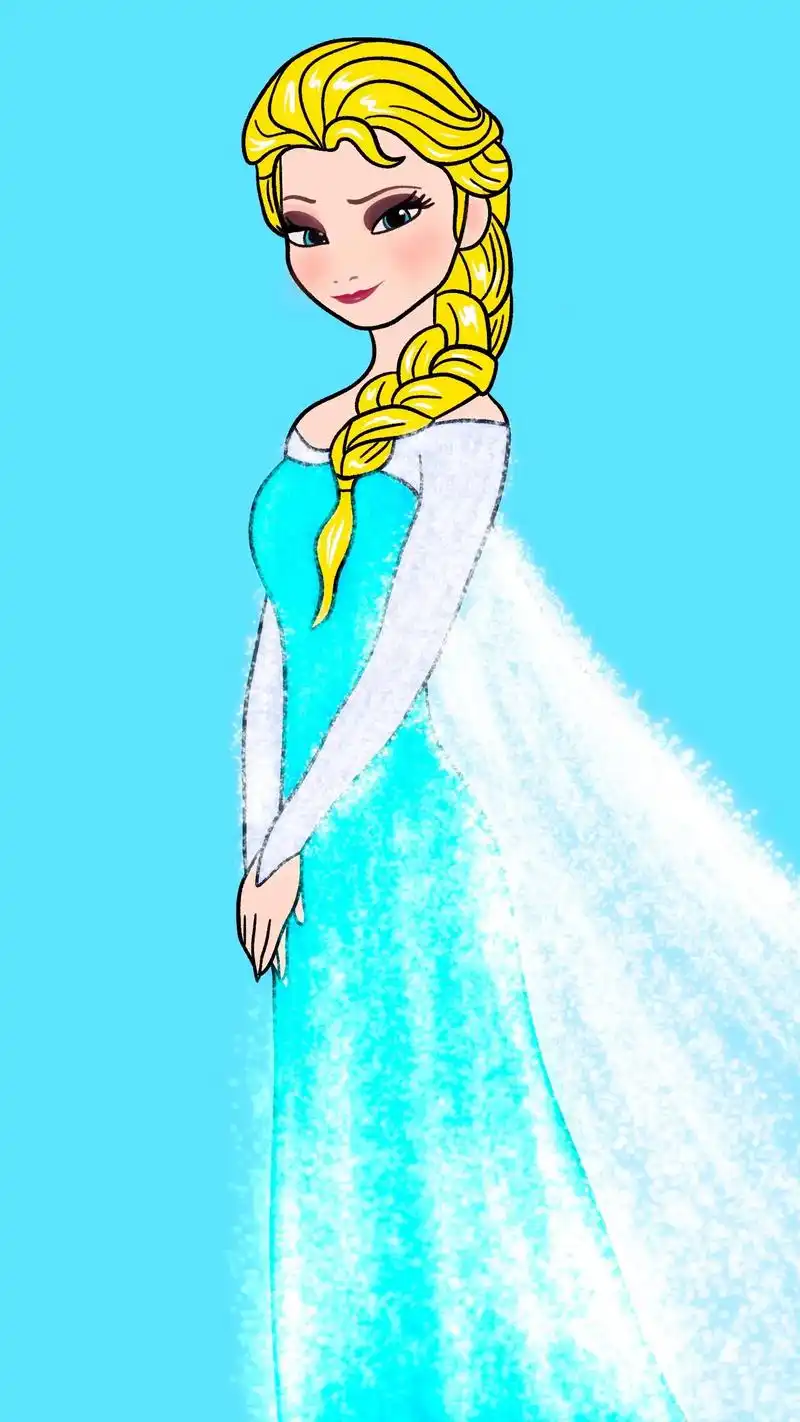 一起画艾莎公主吧 冰雪奇缘.在冬季景观中,收冰机使用锯子和钩 - 抖音