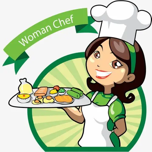 烹饪女厨师做美食插画
