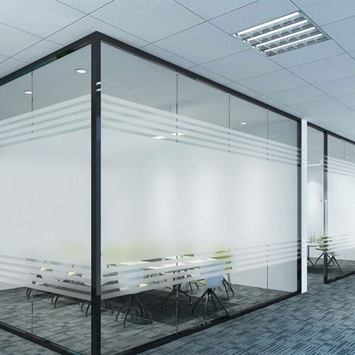 办公室玻璃贴纸静电条纹磨砂防撞透光不透明隔断玻璃膜