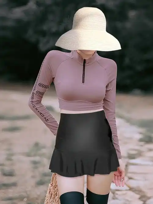 2021新款孕妇泳衣分体裙式两件套遮肚托腹泳装运动游泳衣胖mm可穿