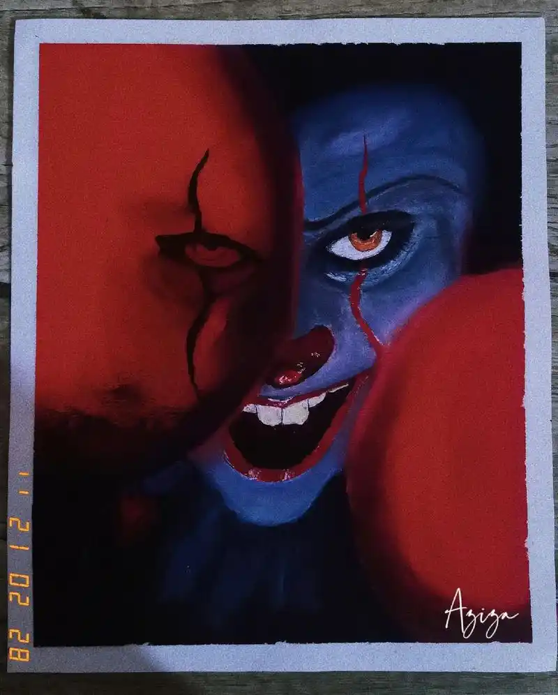 小丑回魂.#简笔画 #油画 #宅男日常  - 抖音