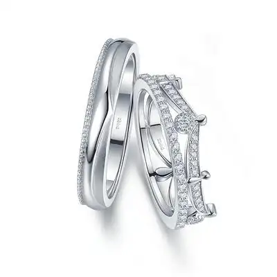 幸福女王 白18k金钻石对戒