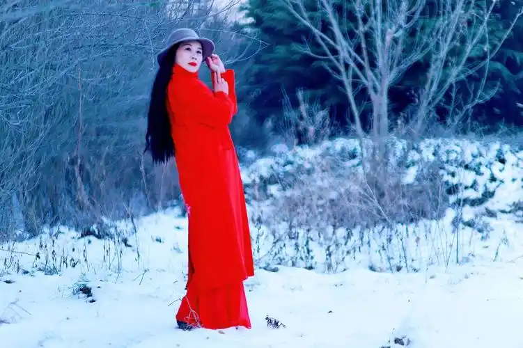 雪中红衣女郎