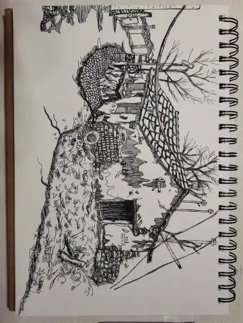 打卡3640钢笔风景速写附步骤