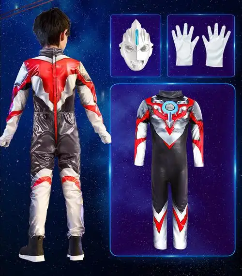 奥特曼衣服男童连体衣赛罗泽塔表演演出服装儿童皮套万圣节酷 泽塔