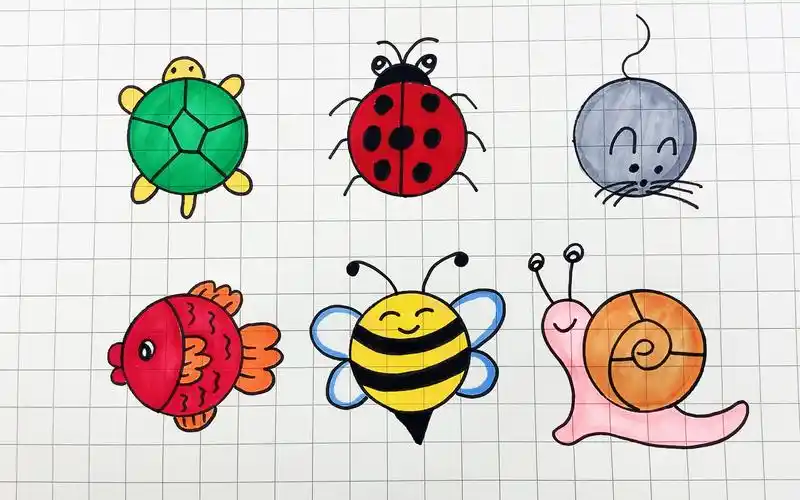 用圆圈画各种小动物既简单又可爱