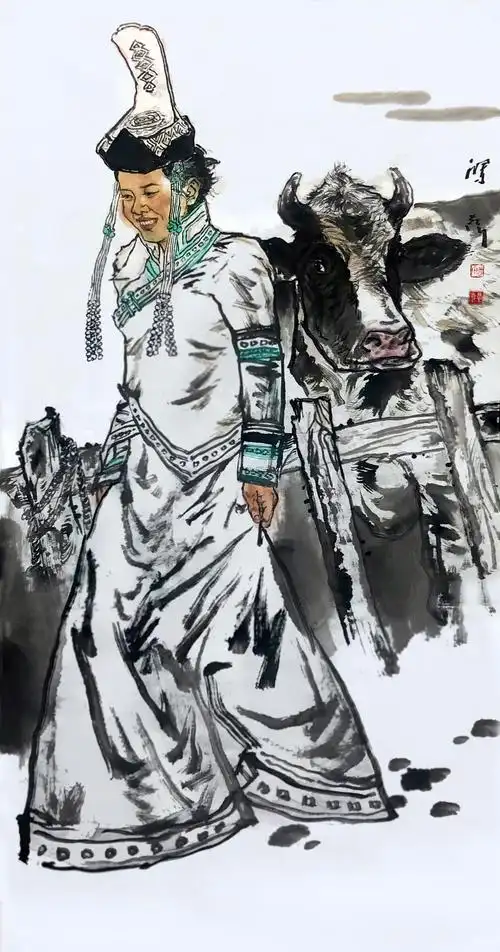 多彩和谐中华民族人物风情画杨群峰作品欣赏