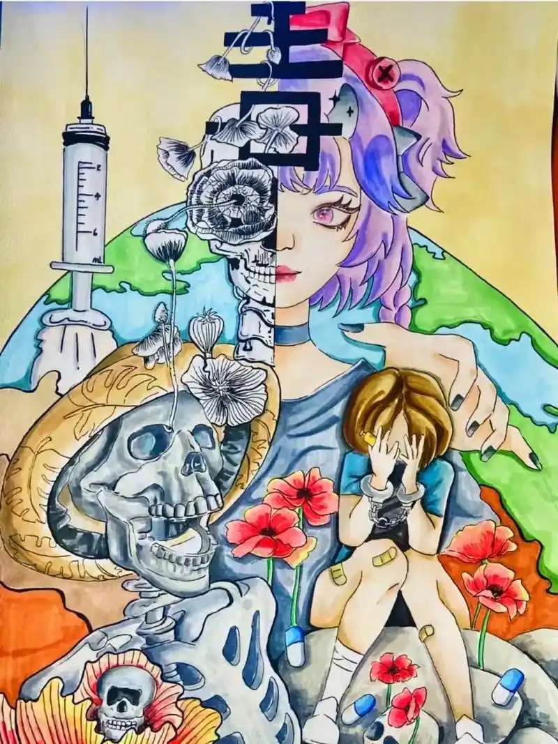 世界无烟日绘画 #画画 #手绘 #禁 - 抖音