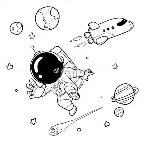 简笔画宇航员神舟十二号发射圆满成功遇见艺术儿童画素材