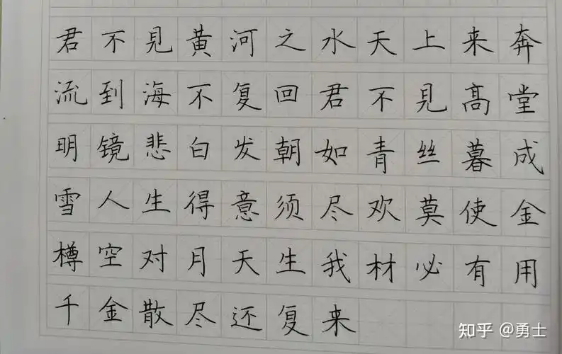 将进酒硬笔练习