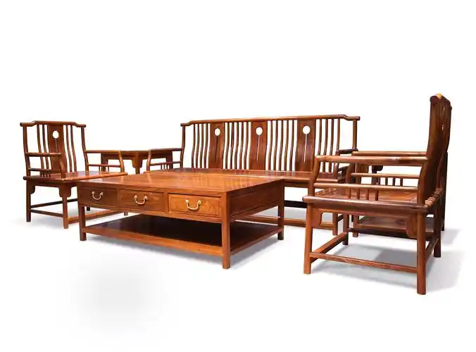 明式新中式中式沙发刺猬紫檀件套茶几三人客厅家具实木沙发