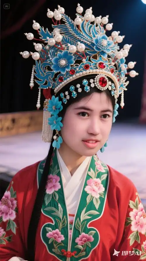 京剧旦角头戴凤冠