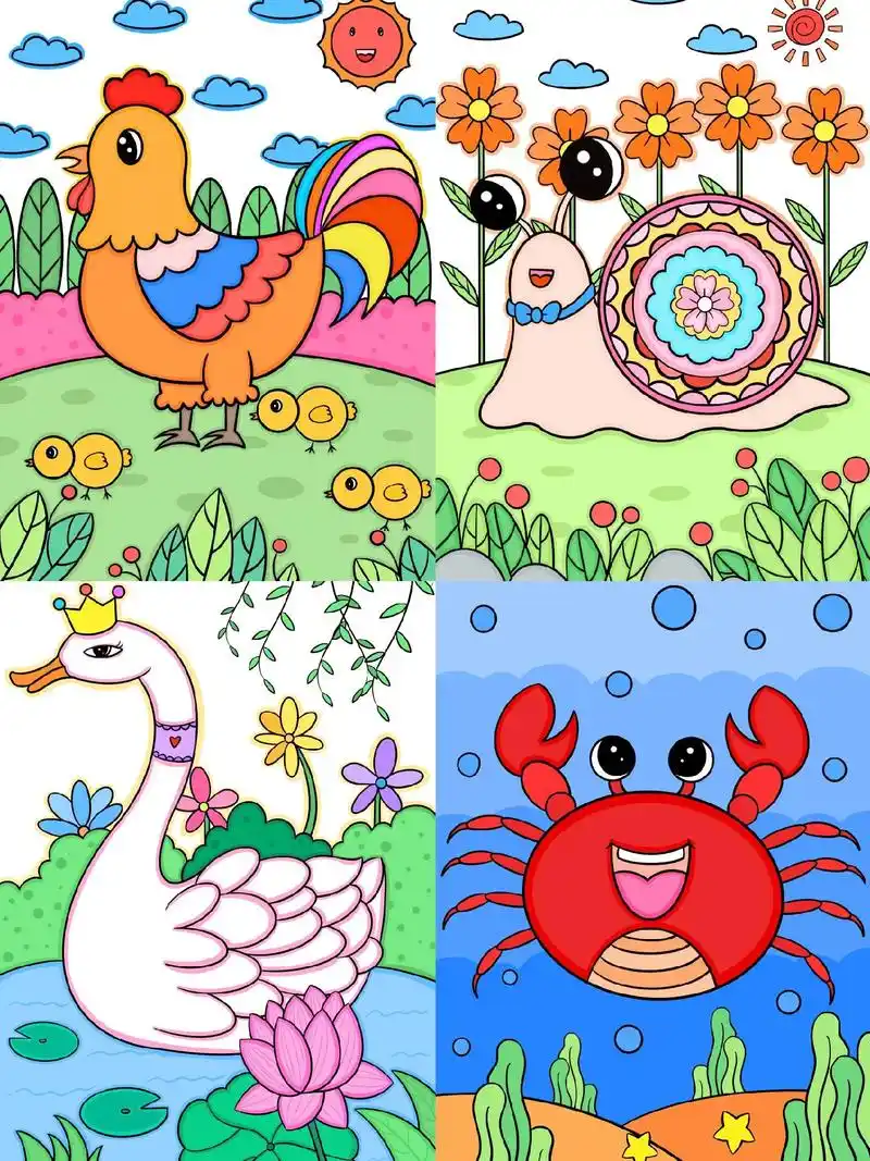 小动物合集来啦,一起收藏学起来#儿童画 #画画  - 抖音