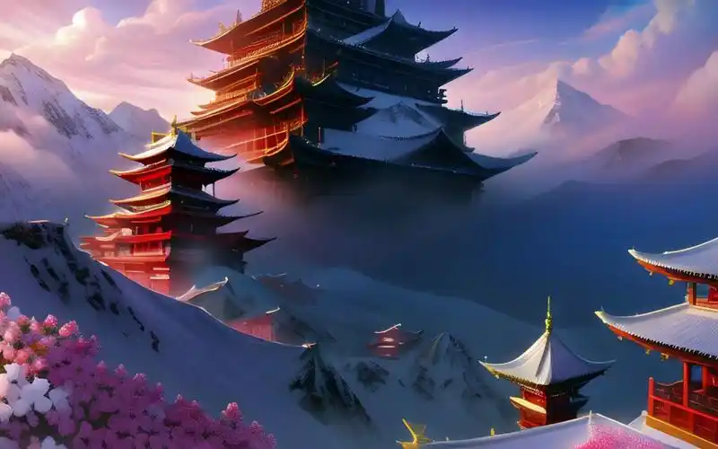 an素材场景背景ae古代深雾山宫殿室外