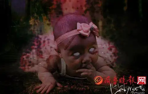 摄影师将小孩扮成"僵尸娃娃" 鬼魅笑容吓坏人