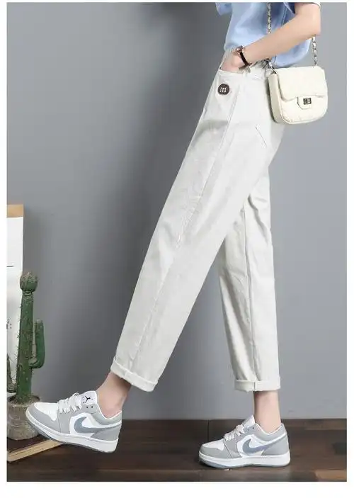 o型腿女生穿的宽松哈伦裤罗圈腿萝卜裤棉麻夏季薄款显瘦直筒亚麻九分