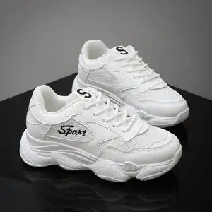 白色运动鞋女小白鞋厚底百搭学生透气球鞋韩版休闲白鞋厚底老爹鞋