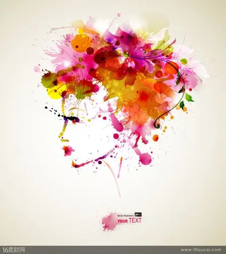 炫彩抽象花瓣人物头像矢量素材