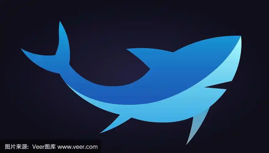 鲨鱼画在深蓝色的背景