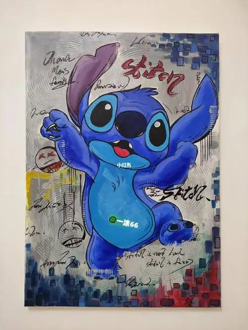 迪士尼史迪仔  #丙烯画装饰画  #丙烯画  #史迪奇  #装饰画