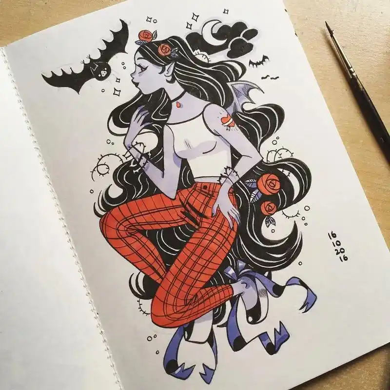 插画手稿系列—女孩.既然认准一条路,就别去打听要走多久#手绘 - 抖音