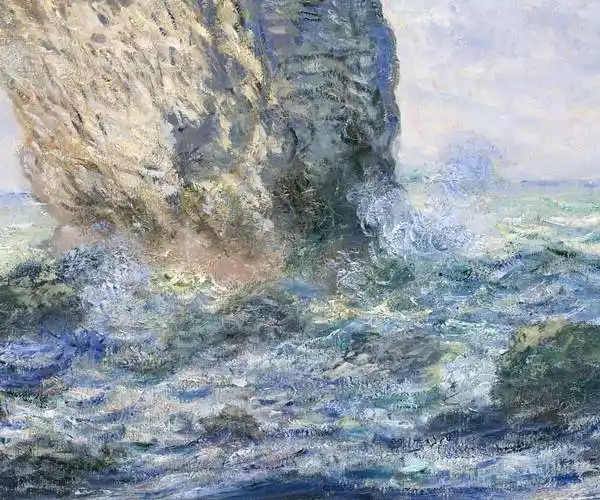 原创印象派之父莫奈精品油画欣赏悬崖礁石海景1高清图