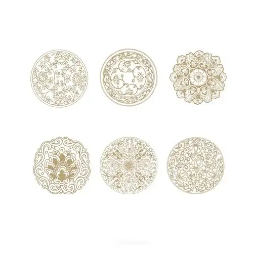 6种中式传统缠枝花纹吉祥花纹矢量素材