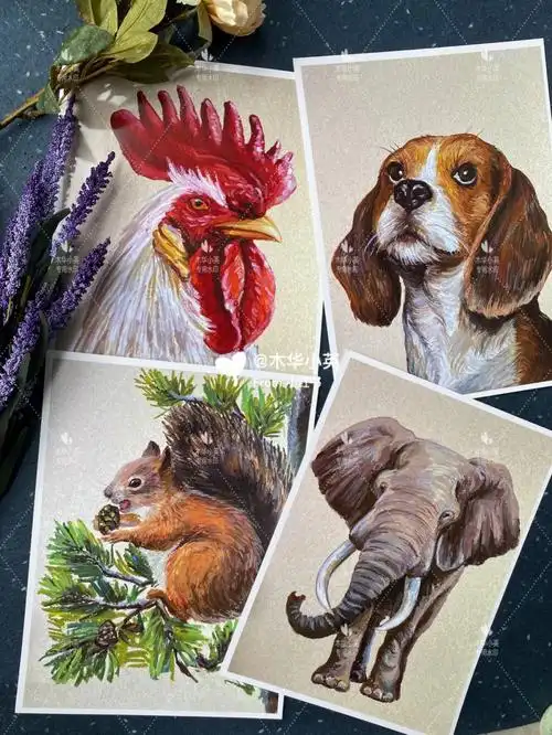 重彩油画棒临摹卡教你如何画好动物