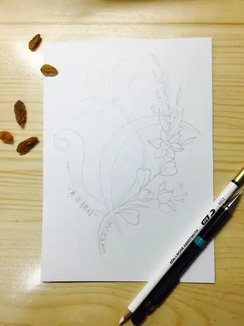 爱蜜第一份作业,凤尾花5.0,6个多小时铅笔稿,完成.