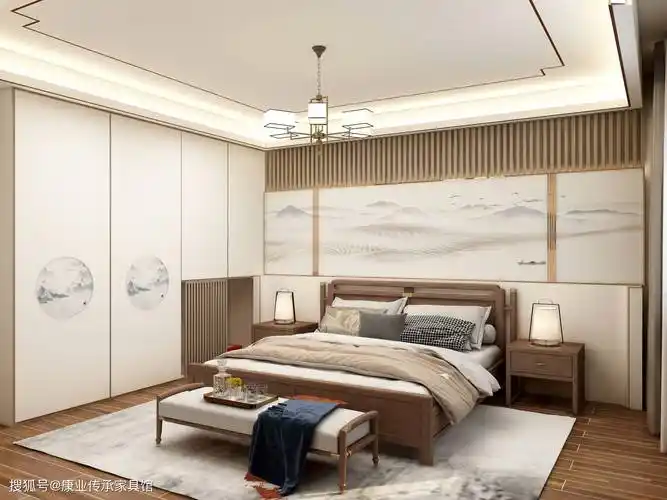 前卫又典雅的轻奢新中式卧室,打造极简雅致的视觉审美_原木_空间_传统