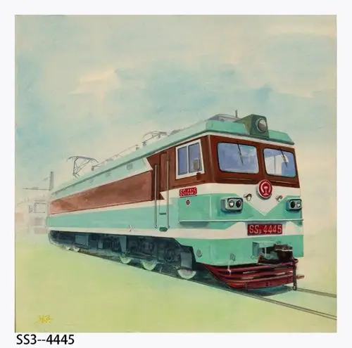 中国火车发展演变手绘 华兵绘画作品
