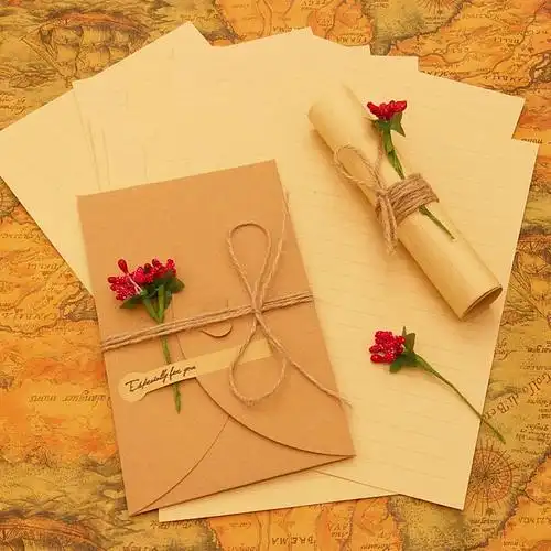 信纸信封套装爱心形古风情书浪漫文艺唯美复古干花告表白信笺包邮