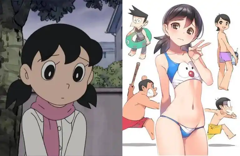 当哆啦a梦中角色都长大后静香变性感美女大雄不是废柴啦