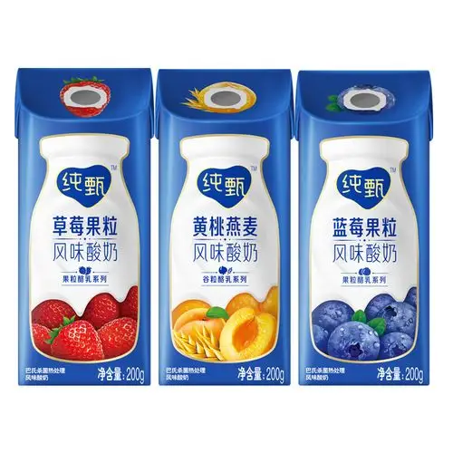 纯甄真果粒风味酸牛奶200g10盒草莓蓝莓黄桃味整箱酸奶