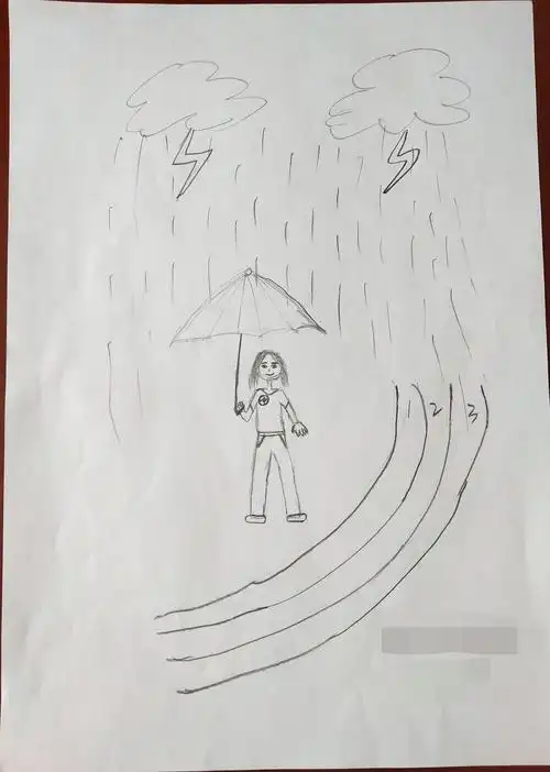 心理教师张静利用同学们对"雨中人"的绘画结果,对